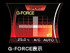 ジュークのセンターコンソールのディスプレイにG-FORCEを表示